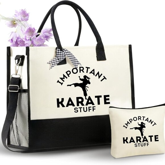 Karate Gifts for Women Polyester Tote Bag with Zipper and Shoulder Strap - Picture 1 of 7